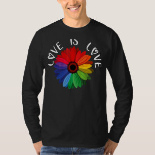 Love Is Love Love Daisy Lgbt Rainbow Gay T-Shirt