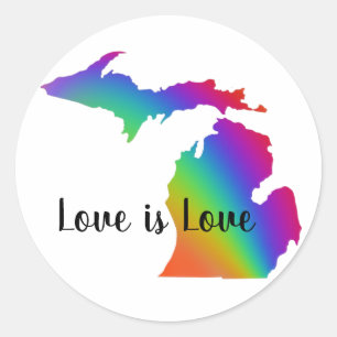 Love is love   Michigan pride   Classic Round Sticker