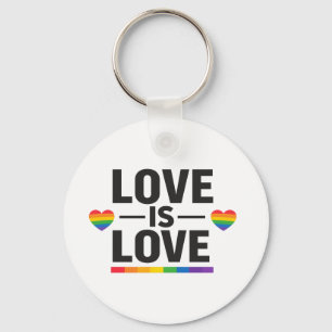Love Is Love – Minimal Rainbow Hearts Pride Design Key Ring