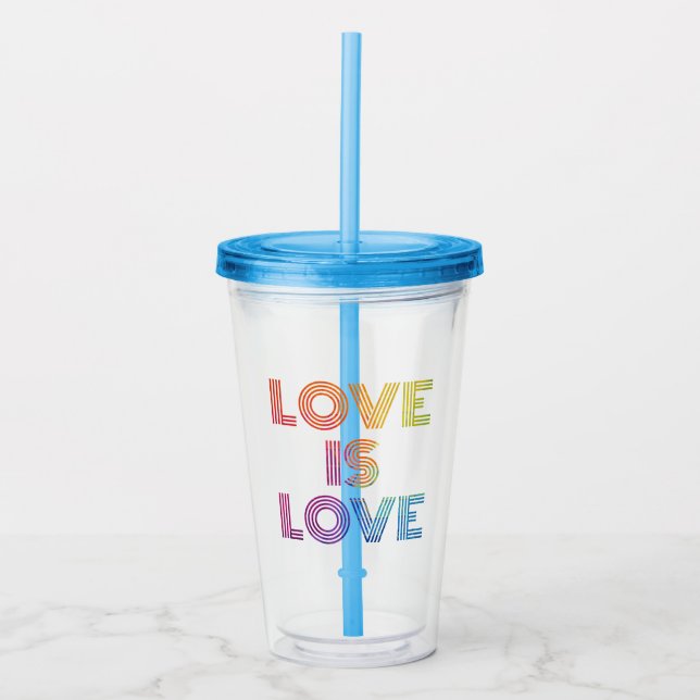 Love is Love | Modern Stripes Acrylic Tumbler (Front)
