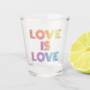 Love is Love   Modern Stripes Shot Glass