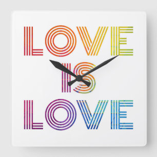 Love is Love   Modern Stripes Square Wall Clock