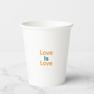 Love is love orange blue colourful pride LGBTQ gay Paper Cups