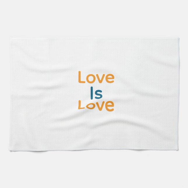 Love is love orange blue colourful pride LGBTQ gay Tea Towel (Horizontal)