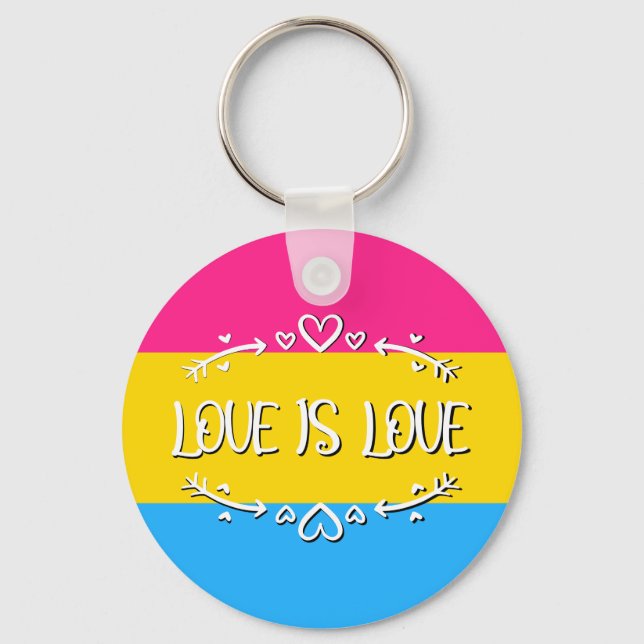 Love is Love Pansexual Pride Flag Keychain (Front)