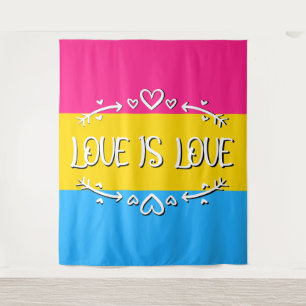 Love is Love Pansexual Pride Flag Tapestry