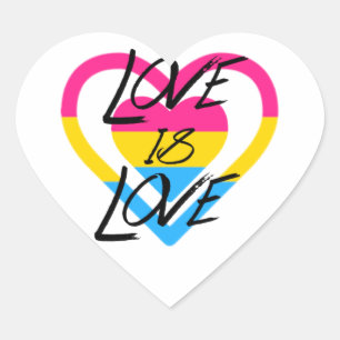 Love Is Love Pansexual Pride Heart Sticker