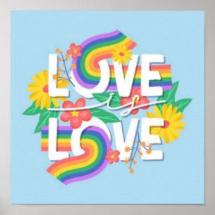 Love is Love Pastel Gay Pride Rainbow Poster