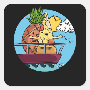 Love Is Love Pineapple Pizza Valentines Day Foodie Square Sticker