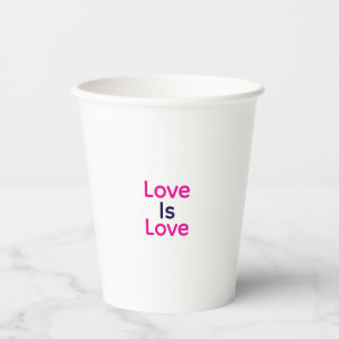 Love is love pink purple colourful pride LGBTQ gay Paper Cups
