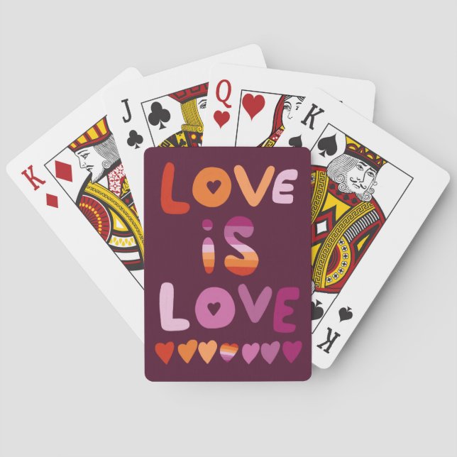 LOVE IS LOVE Pink Purple Pride Lesbian Flag   Playing Cards (Back)