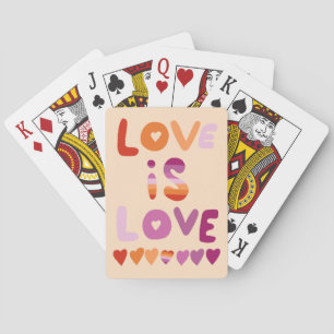 LOVE IS LOVE Pink Purple Pride Lesbian Flag  Playing Cards