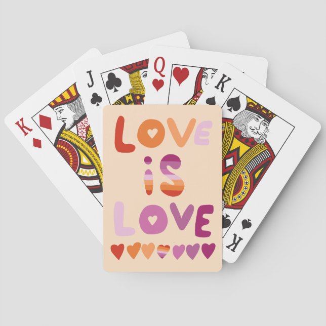 LOVE IS LOVE Pink Purple Pride Lesbian Flag  Playing Cards (Back)