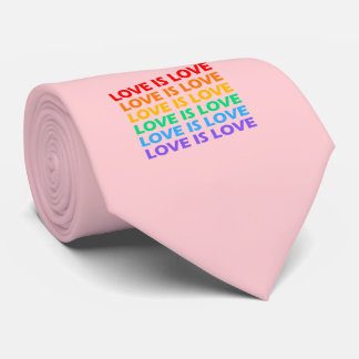 Love is Love pink rainbow LGBT pride Tie