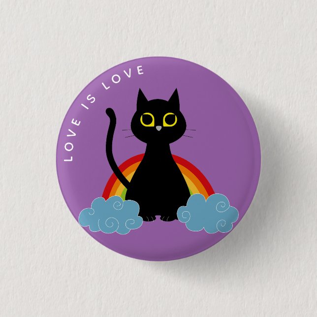 Love Is Love Pride Badge – Kuro Catto Rainbow (Front)