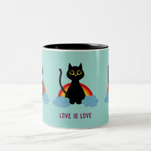 LOVE IS LOVE pride cat mug