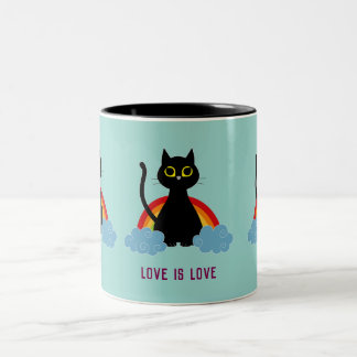 LOVE IS LOVE pride cat mug