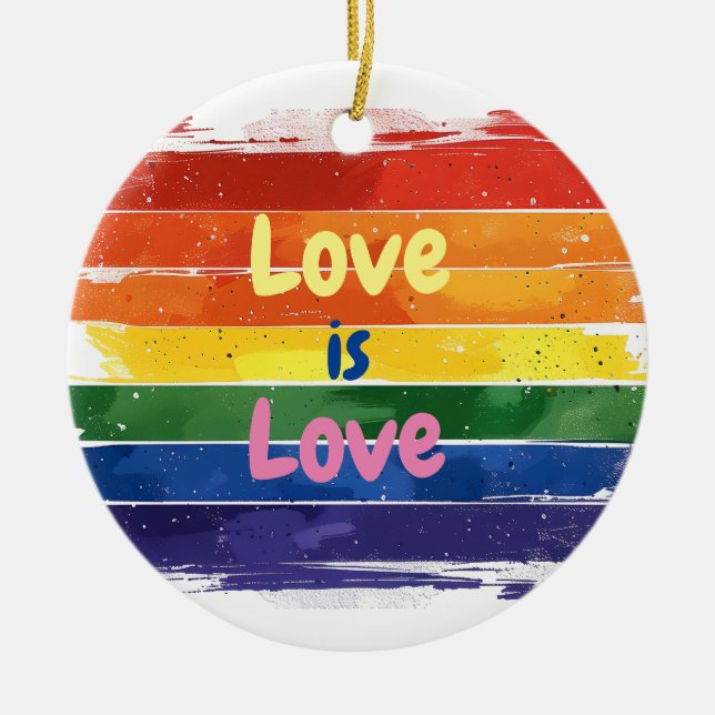 Love is Love, Pride design Ceramic Tree Decoration (Front)