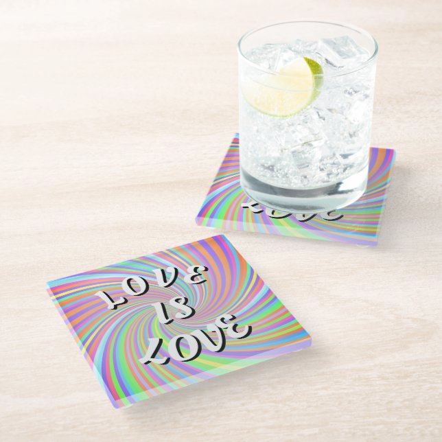 Love Is Love Pride Glass Coaster (Angled)