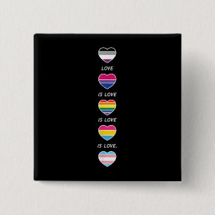 Love is Love Pride LGBT Asexual Bi Pansexual Trans 15 Cm Square Badge