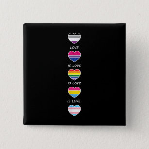 Love is Love Pride LGBT Asexual Bi Pansexual Trans 15 Cm Square Badge