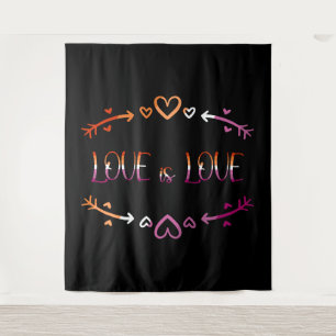Love is Love Pride Month Lesbian Backdrop Tapestry