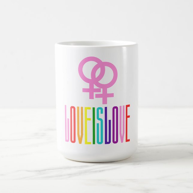 Love is Love Pride Rainbow Flag Text Colourful Coffee Mug (Center)