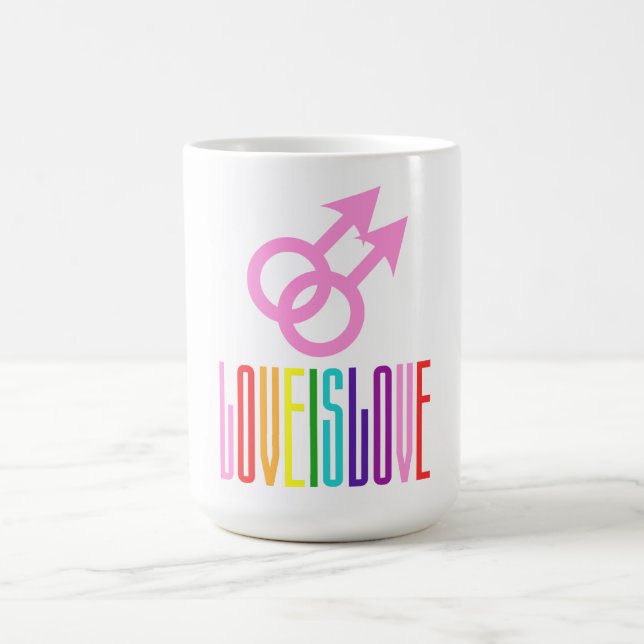 Love is Love Pride Rainbow Flag Text Colourful Coffee Mug (Center)