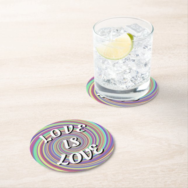 Love Is Love Pride Round Paper Coaster (Insitu)