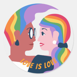 Love is Love Pride Valentine's Day Classic Round Sticker