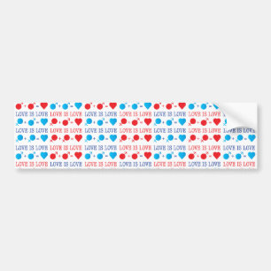 LOVE is LOVE quote in red and blue Bumper Sticker
