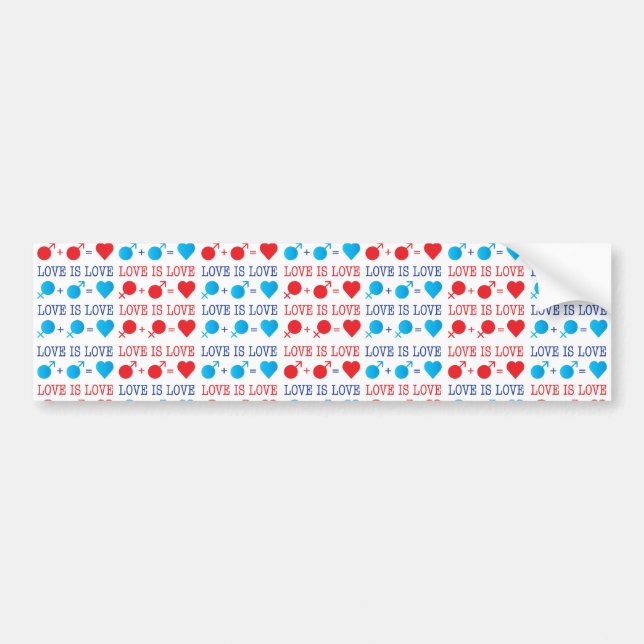 LOVE is LOVE quote in red and blue Bumper Sticker (Front)