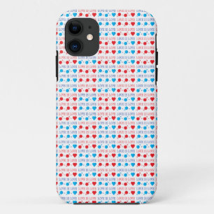 LOVE is LOVE quote in red and blue iPhone 11 Case