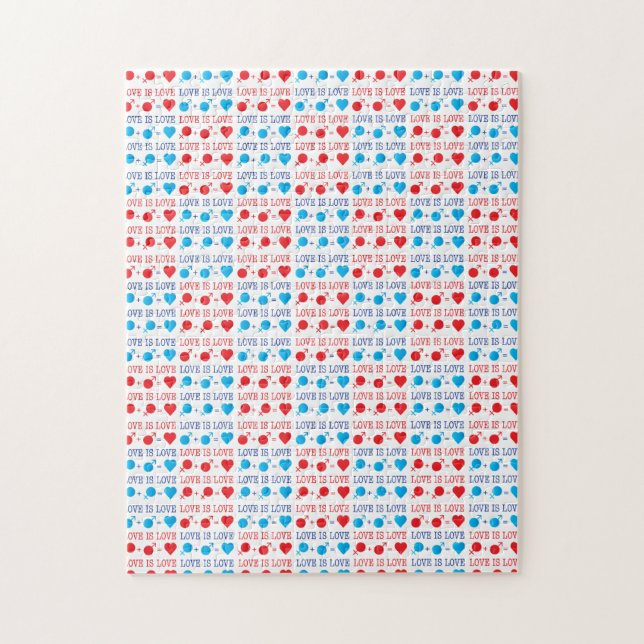 LOVE is LOVE quote in red and blue Jigsaw Puzzle (Vertical)