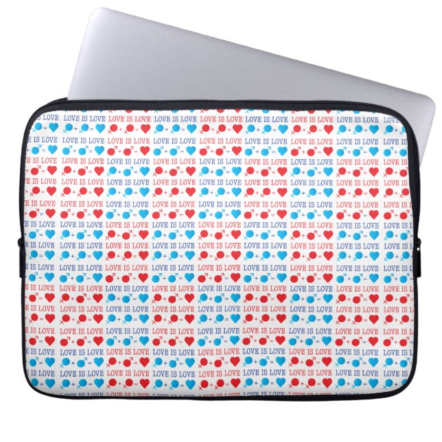 LOVE is LOVE quote in red and blue Laptop Sleeve (Front)