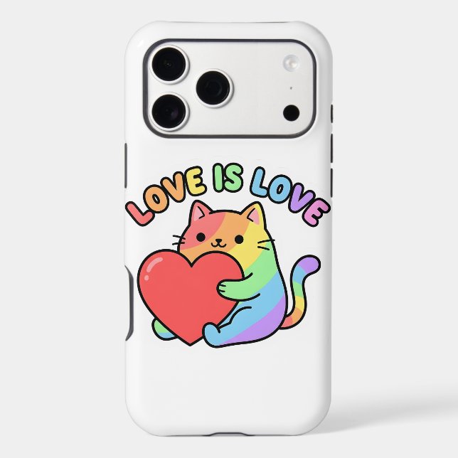 Love Is Love Rainbow Cat Gift, Cute Pride (Back)