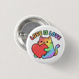 Love Is Love Rainbow Cat Gift, Cute Pride  3 Cm Round Badge