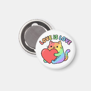 Love Is Love Rainbow Cat Gift, Cute Pride  Magnet
