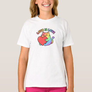 Love Is Love Rainbow Cat Gift, Cute Pride T-Shirt