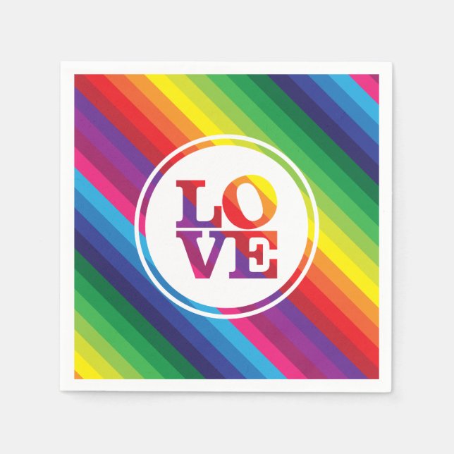 LOVE IS LOVE rainbow colours spot typography bold Napkin (Front)