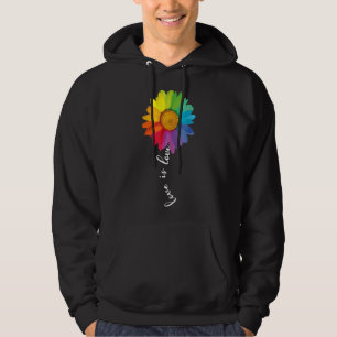 Love Is Love Rainbow Daisy Flower Lgbt Gay Lesbian Hoodie