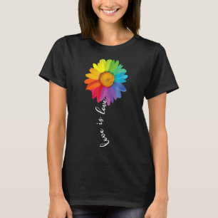 Love Is Love Rainbow Daisy Flower Lgbt Gay Lesbian T-Shirt