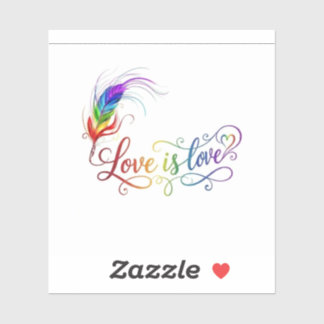 Love is Love Rainbow Feather Gender Neutral Vinyl