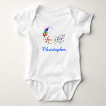 Love is Love Rainbow Feather Personalised Boy Baby