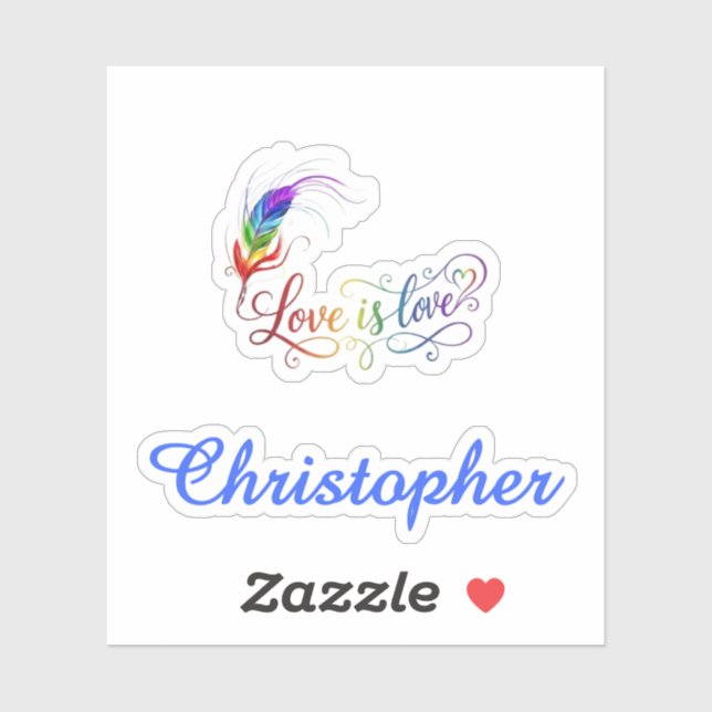Love is Love Rainbow Feather Personalised Boy Viny (Sheet)