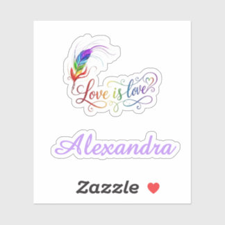 Love is Love Rainbow Feather Personalised Girl Vin
