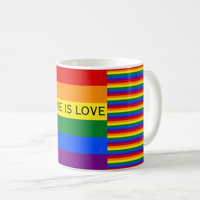 Love is Love Rainbow Flag LGBT Gay Pride Coffee Mug (Front Right)