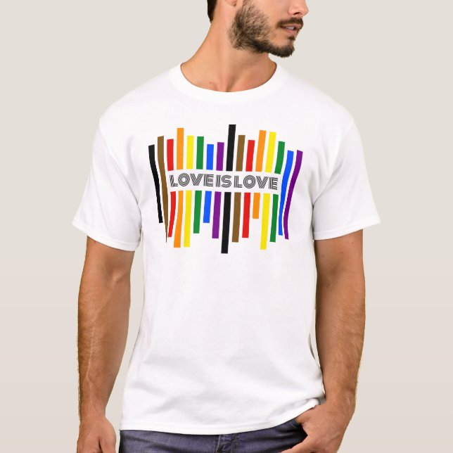 "Love is love" rainbow flag stripes T-Shirt (Front)