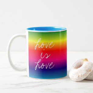 Love is Love  Rainbow Flag Two-Tone Coffee Mug