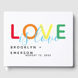 Love is Love Rainbow Gay Lesbian Wedding Guest Book